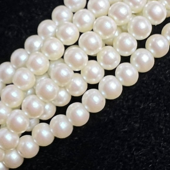 VTG Givenchy Style Gold Tone Faux Pearl 6 Strand Necklace W/Pink Pendant (2705) - Picture 4 of 10